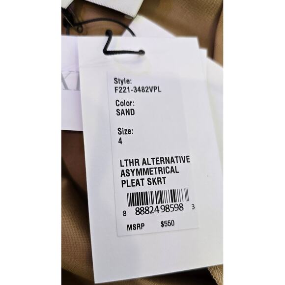 3.1 Phillip Lim Women's Faux-Leather Asymmetric Pleated Midi Skirt Size 4 - Picture 10 of 13